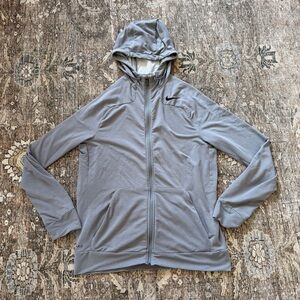 Nike Men’s Light Gray Hooded Zip-Up Jacket • size medium